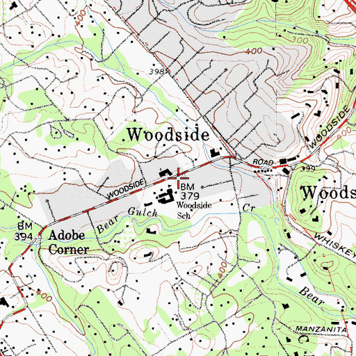 Topographic Map of Woodside Fire Protection District Station 7, CA