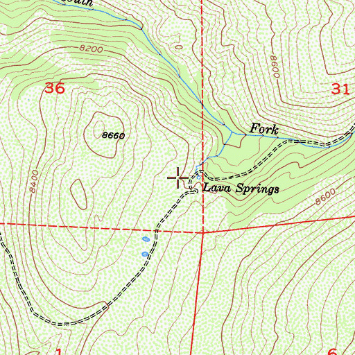 Topographic Map of Lava Springs, CA