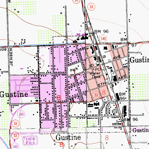 Topographic Map of Gustine Fire Department, CA