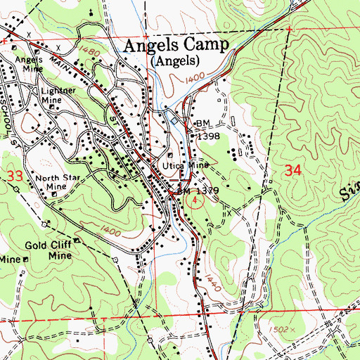 Topographic Map of City of Angels Fire Department Station 1 Headquarters, CA