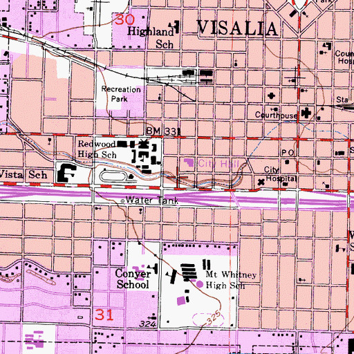 Topographic Map of Visalia Fire Department Station 51 Headquarters, CA