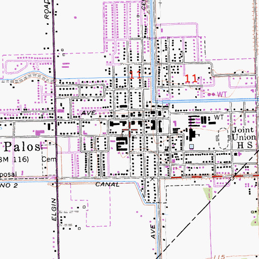 Topographic Map of Merced County Fire Department Station 76 Dos Palos, CA