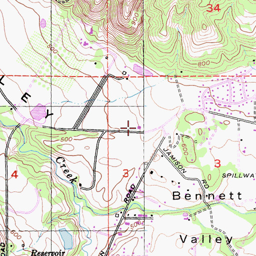 Topographic Map of Bennett Valley Fire Protection District, CA