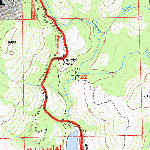 Topographic Map of Lavassi Creek, CA