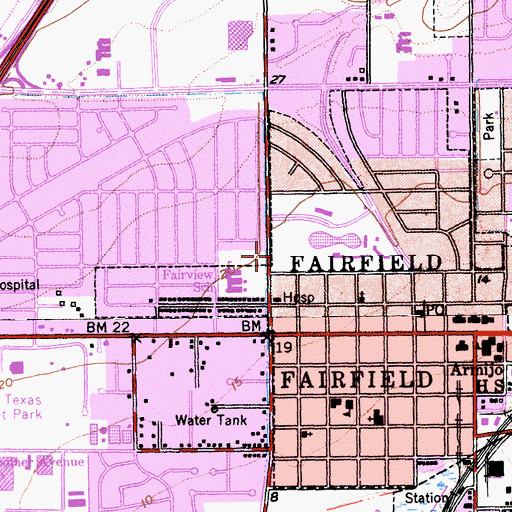 Topographic Map of Fairfield Fire Department Station 37, CA