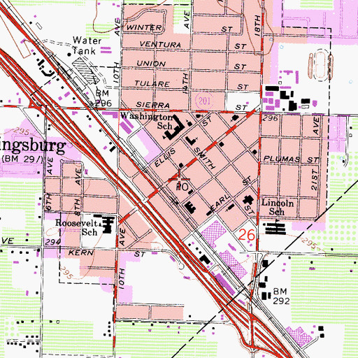 Topographic Map of Kingsburg Fire Department, CA