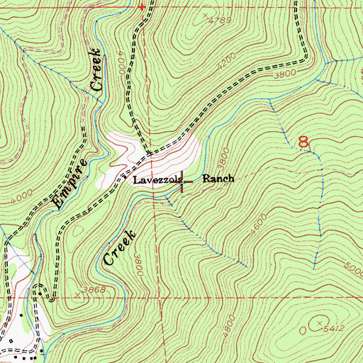 Topographic Map of Lavezzola Ranch, CA