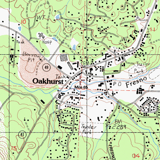 Topographic Map of Madera County Fire Department Station 12 Oakhurst Volunteer Fire Department, CA