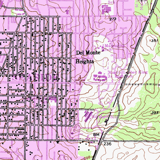 Topographic Map of City of Seaside Fire Department, CA