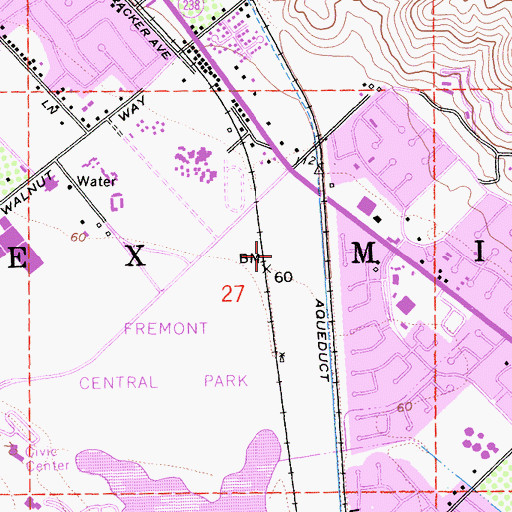 Topographic Map of Fremont Fire Department Station 9, CA