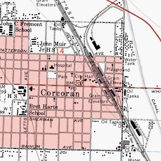 Topographic Map of Kings County Fire Department Station 11 Corcoran, CA