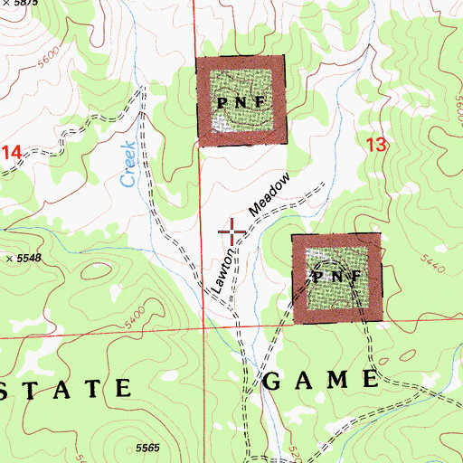 Topographic Map of Lawton Meadow, CA
