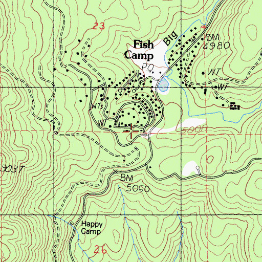 Topographic Map of Mariposa County Fire Department Company 33 Fish Camp, CA