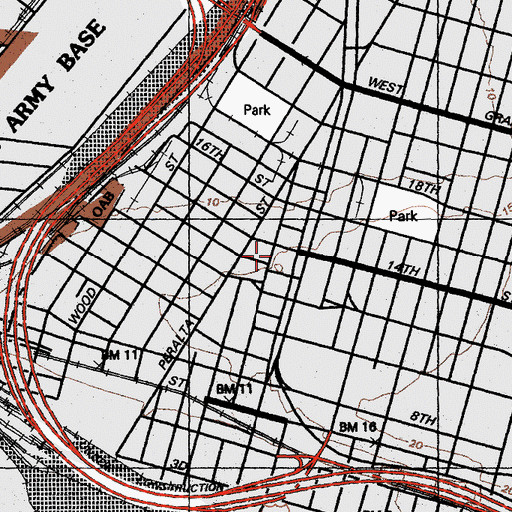Topographic Map of Oakland Fire Department Station 3, CA
