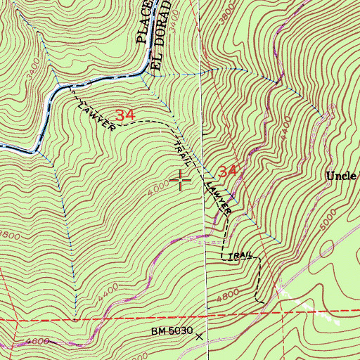 Topographic Map of Lawyer Trail, CA