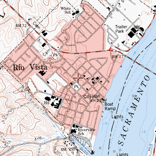 Topographic Map of Rio Vista Fire Department - Delta Fire Protection District Main Station, CA