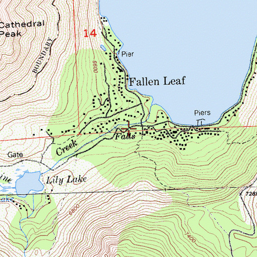 Topographic Map of Fallen Leaf Lake Community Services District Fire Department, CA