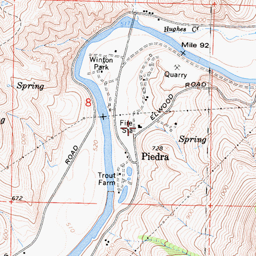 Topographic Map of Fresno County Fire Protection District Piedra, CA