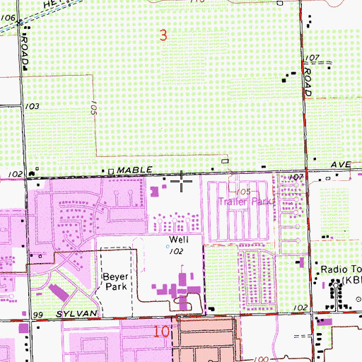 Topographic Map of Modesto Fire Department Station 7, CA