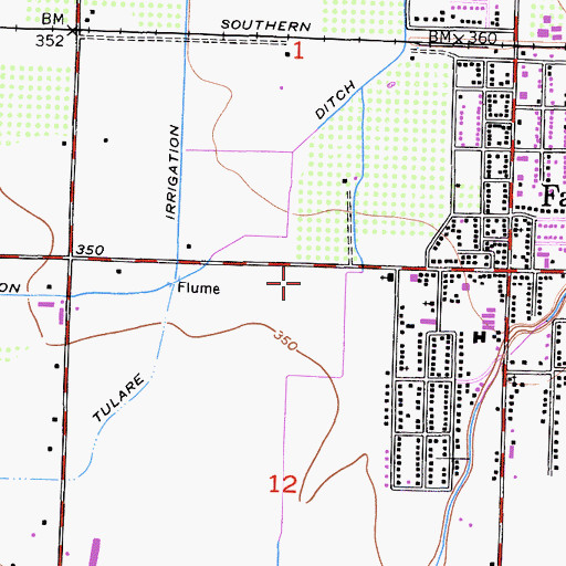 Topographic Map of Farmersville Fire Department, CA