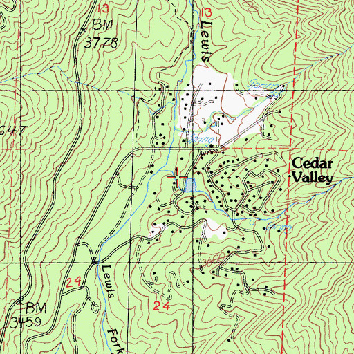 Topographic Map of Madera County Fire Department Station 18 Cedar Valley Volunteer Fire Department, CA