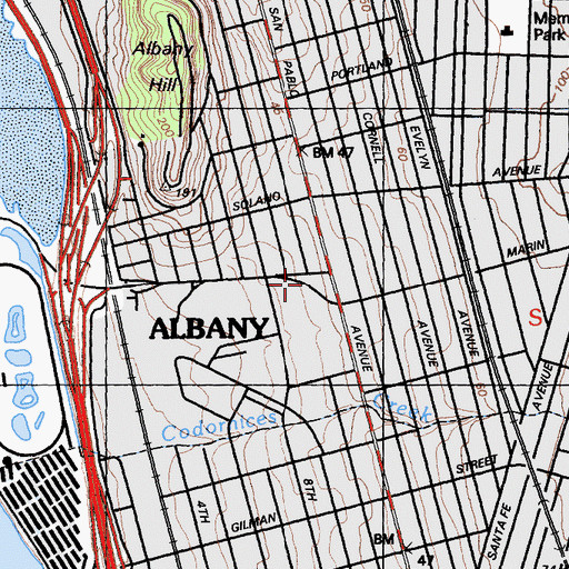 Topographic Map of Albany Fire Department, CA