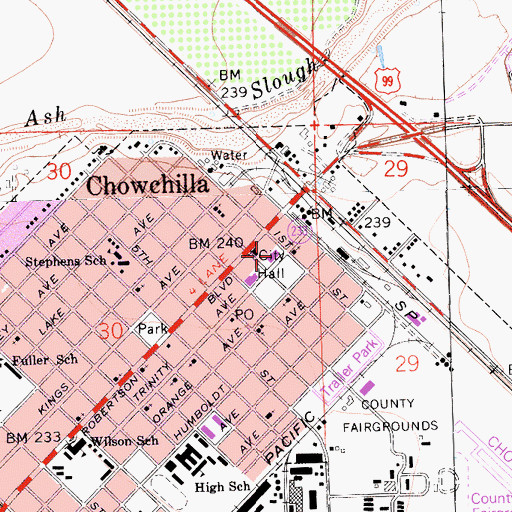 Topographic Map of Madera County Fire Department Station 2 Chowchilla, CA