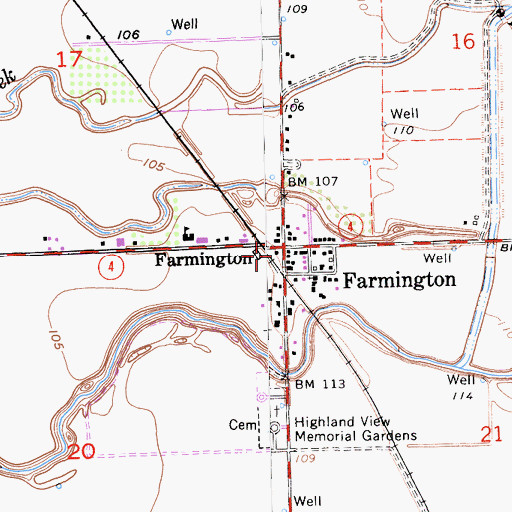 Topographic Map of Farmington Rural Fire Protection District, CA