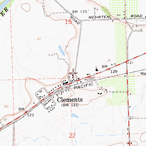 Topographic Map of Clements Rural Fire Protection District, CA