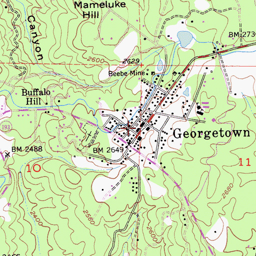 Topographic Map of Georgetown Fire Department Station 61 Headquarters, CA
