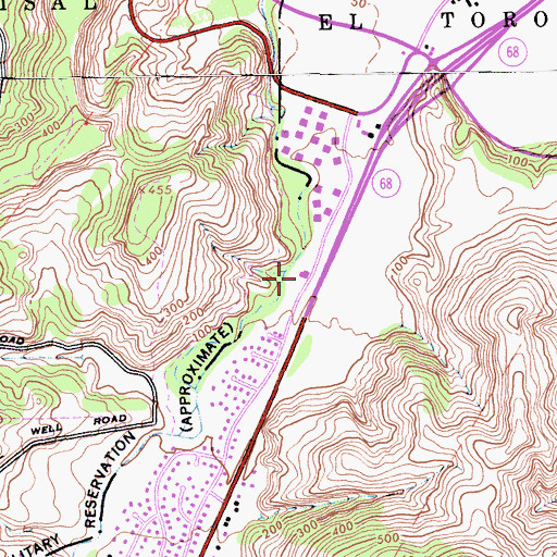 Topographic Map of Salinas Rural Fire Protection District Station 1 Toro Station, CA