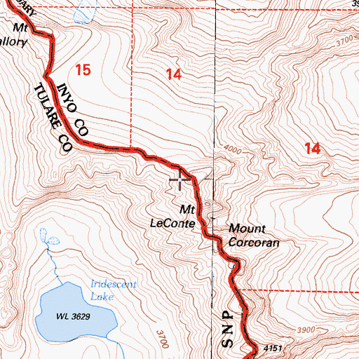 Topographic Map of Mount Le Conte, CA