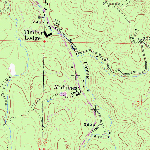 Topographic Map of Mariposa County Fire Department Company 21 Midpines, CA