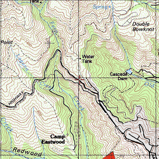 Topographic Map of Marin County Fire Department Throckmorton Ridge Station, CA