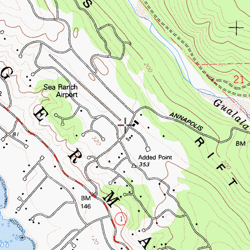 Topographic Map of Sea Ranch Volunteer Fire Department South Station, CA