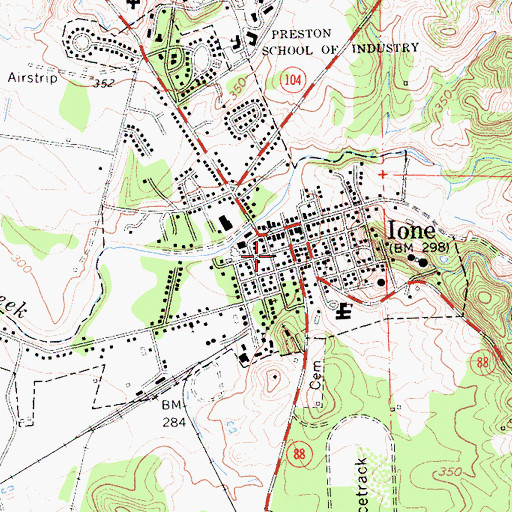 Topographic Map of Ione Volunteer Fire Department, CA