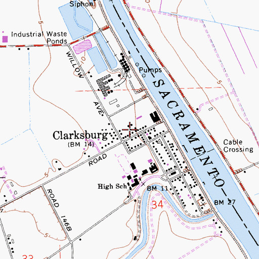 Topographic Map of Clarksburg Fire Protection District, CA