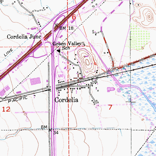 Topographic Map of Cordelia Fire Protection District, CA