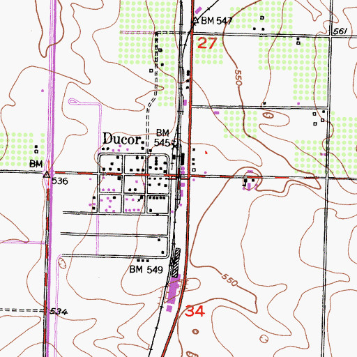 Topographic Map of Tulare County Fire Department Battalion 2 Ducor Fire Station 17, CA