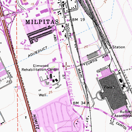 Topographic Map of Milpitas Fire Department Station 1, CA