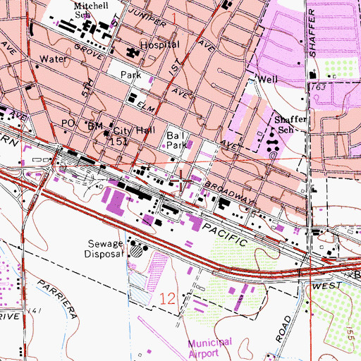 Topographic Map of Atwater Fire Department Station 1, CA