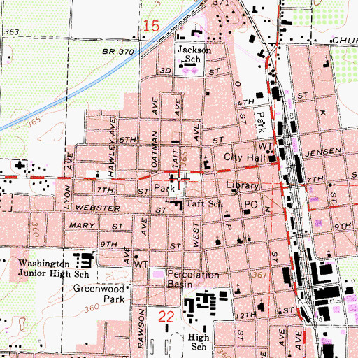 Topographic Map of Sanger Fire Department, CA
