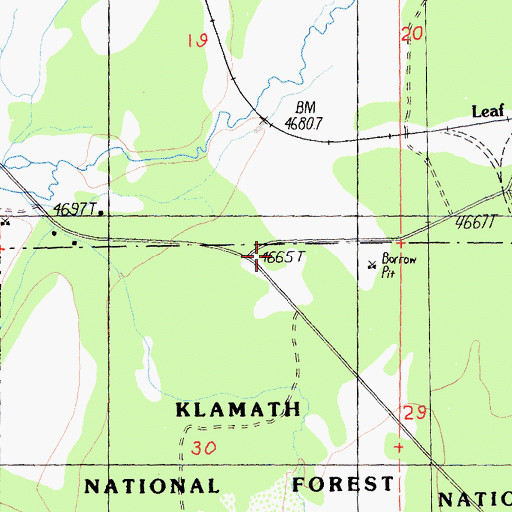 Topographic Map of Leaf Camp, CA
