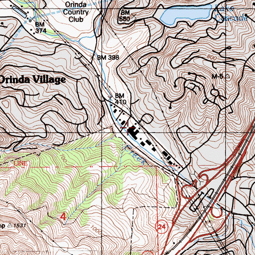 Topographic Map of Moraga - Orinda Fire District Station 45 Headquarters, CA