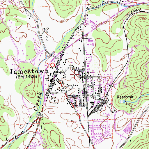 Topographic Map of Tuolumne County Fire Department Station 76 Jamestown Station, CA