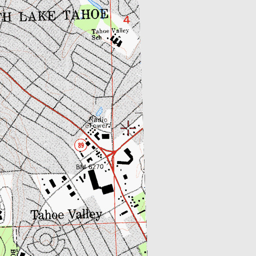 Topographic Map of South Lake Tahoe Fire Department Station 3, CA