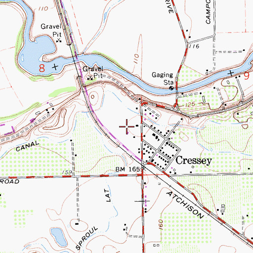 Topographic Map of Merced County Fire Department Station 64 Cressey, CA