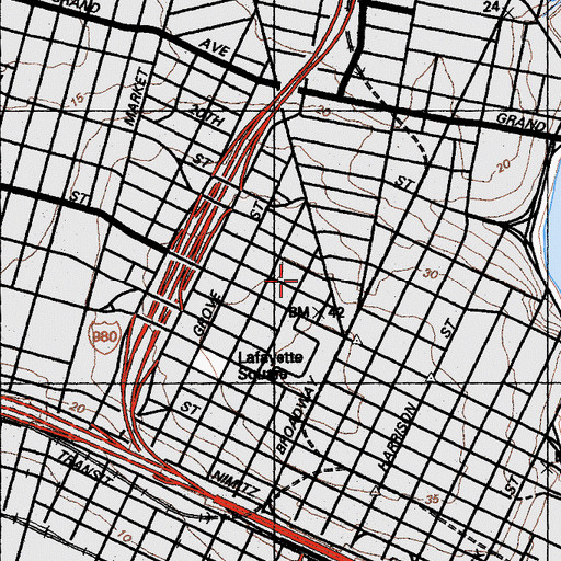 Topographic Map of Oakland Fire Prevention Bureau, CA
