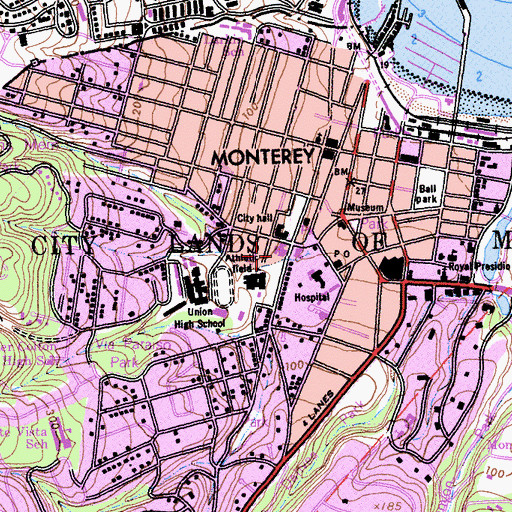 Topographic Map of Monterey Fire Department Station 1, CA