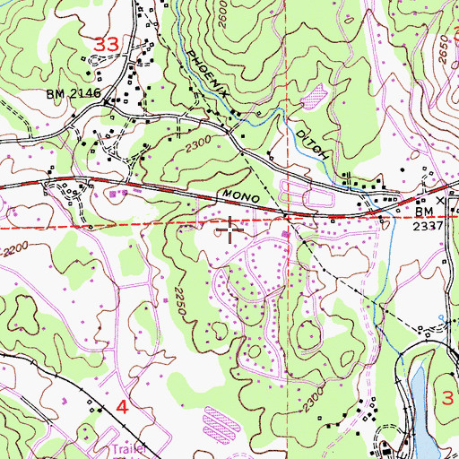 Topographic Map of Tuolumne County Fire Department Station 51 Mono Village, CA